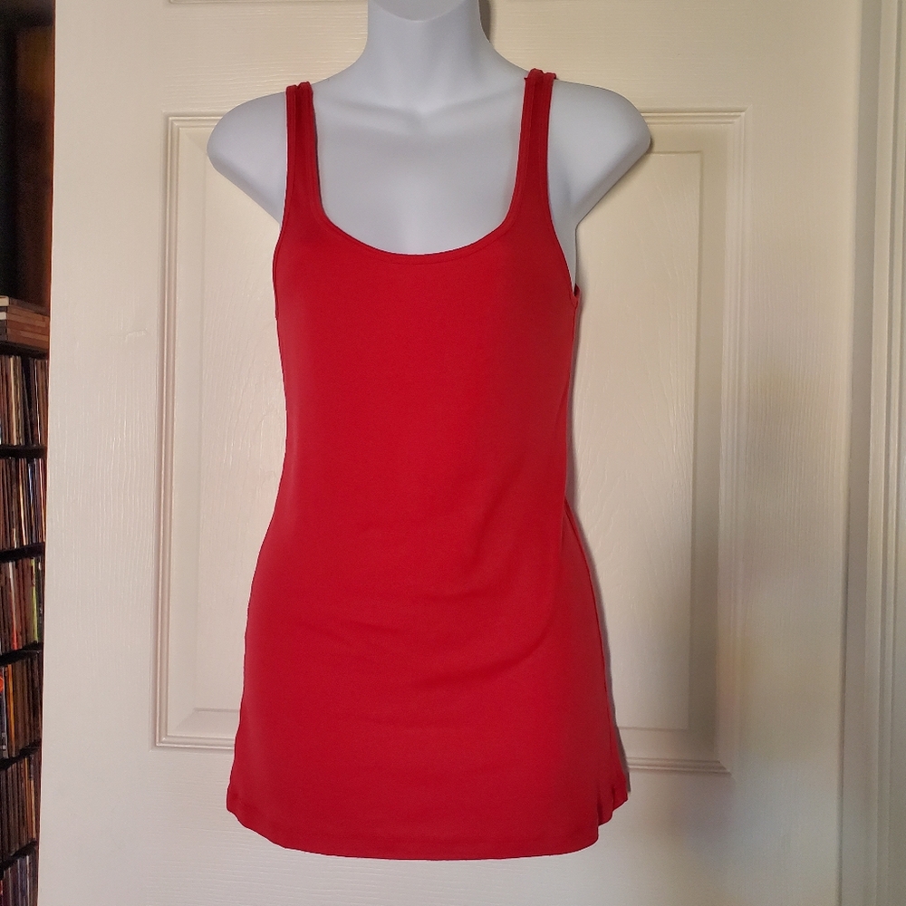 Scoop Neck Pullover Y2K Tank Longline‎ Fitted Red Preppy Medium